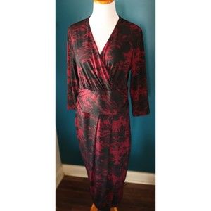 NWT Rachel Rachel Roy Printed Wrap Midi Dress Red and Black Size XL